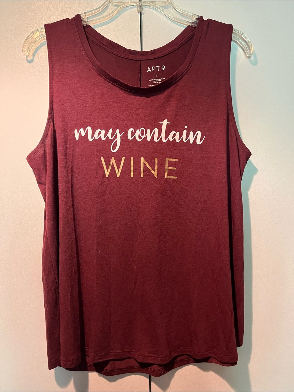 APT.9 Burgundy Tank "May Contain Wine"
